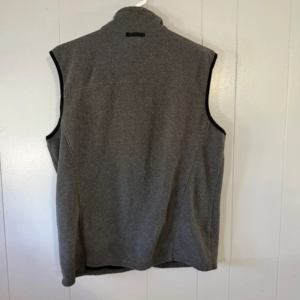 Eddie Bauer Fleece Vest Mens S Gray‎ Full Zip Sleeveless Jacket Logo